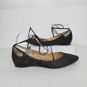 Banana Republic Leather Calf Hair Ankle Tie Up Ballet Flats Size 9M